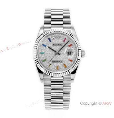 Swiss Rolex Day-Date 36 Diamond-paved Dial President Watch Swiss Replica DD